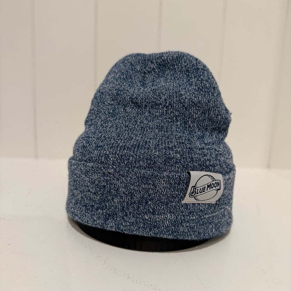 Blue Moon Beanie Blue White Heather Knit Cuffed Hat